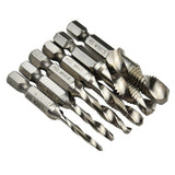 Maxbell 6pcs Quick Change HEX Shank Twist Drill and Bit set - metal M3-M10 Silver