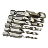 Maxbell 6pcs Quick Change HEX Shank Twist Drill and Bit set - metal M3-M10 Silver