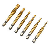 Maxbell 6pcs Quick Change HEX Shank Twist Drill and Bit set - metal M3-M10 Golden
