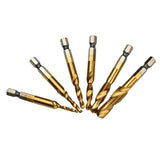 Maxbell 6pcs Quick Change HEX Shank Twist Drill and Bit set - metal M3-M10 Golden