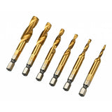 Maxbell 6pcs Quick Change HEX Shank Twist Drill and Bit set - metal M3-M10 Golden