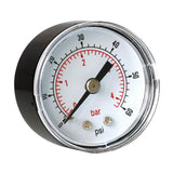 Max Pressure Gauge 40mm Dial Pneumatic 0-60 PSI 0-4 Bar Horizontal Back Mount