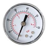 Max Pressure Gauge 40mm Dial Pneumatic 0-60 PSI 0-4 Bar Horizontal Back Mount