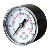 Max Pressure Gauge 40mm Dial Pneumatic 0-60 PSI 0-4 Bar Horizontal Back Mount