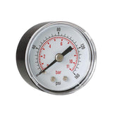 Max Pressure Gauge 40mm Dial Pneumatic 0-160 PSI 0-11 Bar Horizontal Back Mount