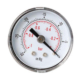 Max Pressure Gauge 40mm Dial Pneumatic -1-0bar, -30-0inHg Horizontal Back Mount
