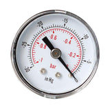 Max Pressure Gauge 40mm Dial Pneumatic -1-0bar, -30-0inHg Horizontal Back Mount