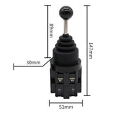 Max Latch Joystick Cross Switch 4 Position Self-reset 30mm Momentary Black
