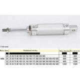 Max 20mm Bore 25-300mm Stroke Mini Pneumatic Air Cylinder 50mm Stroke