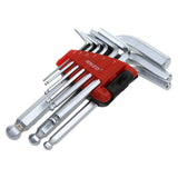 Maxbell 9pcs L-shaped Hexagonal Safety Hand Wrench Screwdriver Ball End Extra Long