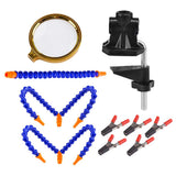 Maxbell 5 Helping Hands Soldering Stations Desk Clamp Set w/ Magnifying Lens