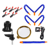 Maxbell 5 Arms Soldering Stations Desk Clamp Set w/ Magnifying Lens