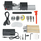 Maxbell Mini Lathe Beads Machine Wood Working DIY Rotary Tool for Grinding EU Black