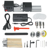 Maxbell Mini Lathe Beads Machine Wood Working DIY Rotary Tool for Grinding EU Black