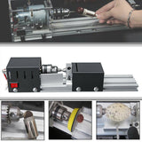 Maxbell Mini Lathe Beads Machine Wood Working DIY Rotary Tool for Grinding EU Black