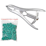 Maxbell Animal Castration Pliers with 100 Pieces Rubber Rings for Lambs Piglets Stainless steel