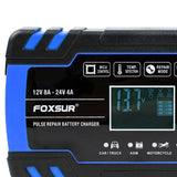 Maxbell Car Battery Charger 12V 24V 8A 4A with LCD Display for ATV Lawn Mower