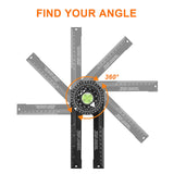Maxbell 360 Degree Angle Ruler Finder Protractor Wordworking Ruler for Carpenters