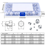 Maxbell 165 Pieces Hexagonal Acorn Nuts with Storage Box for Indoor and Outdoor