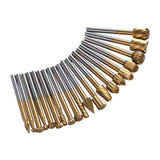 Maxbell 20Pcs Rotary Drill Set, Rasp Drill for Carving Steel and Wood Working DIY Gold