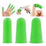 Maxbell 3x Finger Thumb Cots Non Slip Gloves Finger Sleeves Fingertip Cover Silicone green