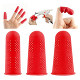 Maxbell 3x Finger Thumb Cots Non Slip Gloves Finger Sleeves Fingertip Cover Silicone red