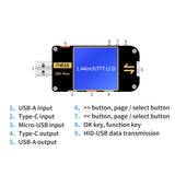 Maxbell Usb Meters DC 4-24V 5A 1.44 inch IPS Color LCD Display Fast Charge Detection