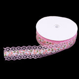 Maxbell Vintage Lace Trim Printed Embroidery Lace Ribbon For Sewing Craft Pink 2