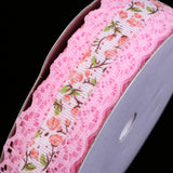Maxbell Vintage Lace Trim Printed Embroidery Lace Ribbon For Sewing Craft Pink 2