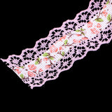 Maxbell Vintage Lace Trim Printed Embroidery Lace Ribbon For Sewing Craft Pink 2