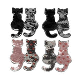 Max Cute Cat Sequins Sewing Applique Reversible Embroidery Clothes Patches Pink