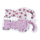 Max Cute Cat Sequins Sewing Applique Reversible Embroidery Clothes Patches Pink