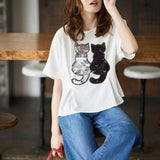 Max Cute Cat Sequins Sewing Applique Reversible Embroidery Clothes Patches Black
