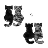 Max Cute Cat Sequins Sewing Applique Reversible Embroidery Clothes Patches Black