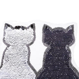 Max Cute Cat Sequins Sewing Applique Reversible Embroidery Clothes Patches Black