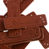 Max 20pcs Retro Brown Leather Handmade Label Tags DIY Sew Craft Patches 2#