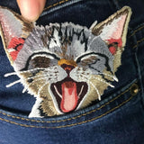 Max Iron on Sew on Cute Cat Embroidery Patches Decorative Animal Patches B
