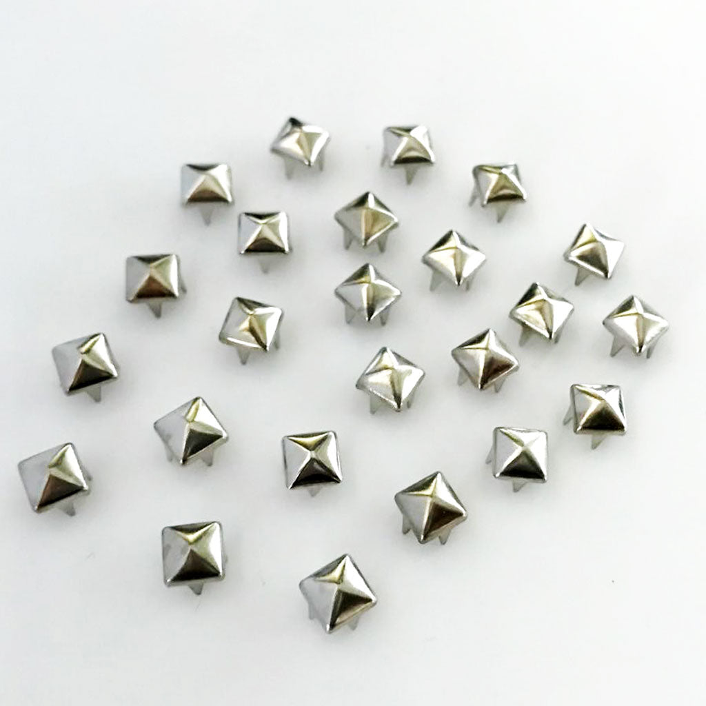 Maxbell 300Pcs 5mm Copper Pyramid Rivets Punk Square Claw Studs Leathercraft Silver