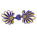 Maxbell 5 Pairs Chinese Frog Knot Closure Buttons for Cloth Decor sapphire and gold