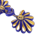 Maxbell 5 Pairs Chinese Frog Knot Closure Buttons for Cloth Decor sapphire and gold