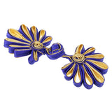 Maxbell 5 Pairs Chinese Frog Knot Closure Buttons for Cloth Decor sapphire and gold