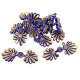 Maxbell 5 Pairs Chinese Frog Knot Closure Buttons for Cloth Decor sapphire and gold