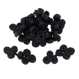 Maxbell 10 Pairs Chinese Knot Buttons Three Wheels for Cheongsam Tang Suit Black