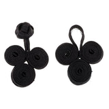 Maxbell 10 Pairs Chinese Knot Buttons Three Wheels for Cheongsam Tang Suit Black