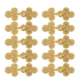 Maxbell 10 Pairs Chinese Knot Buttons Three Wheels for Cheongsam Tang Suit Gold