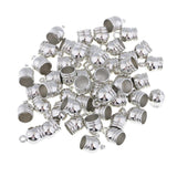 Max 50Pcs Plastic End Cap Bead Stopper DIY Leather Cord Jewelry Findings  Silver