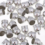 Max 50Pcs Plastic End Cap Bead Stopper DIY Leather Cord Jewelry Findings  Silver