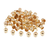 Maxbell 50Pcs Plastic End Cap Bead Stopper DIY Leather Cord Jewelry Findings  Gold