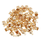 Maxbell 50Pcs Plastic End Cap Bead Stopper DIY Leather Cord Jewelry Findings  Gold