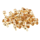 Maxbell 50Pcs Plastic End Cap Bead Stopper DIY Leather Cord Jewelry Findings  Gold